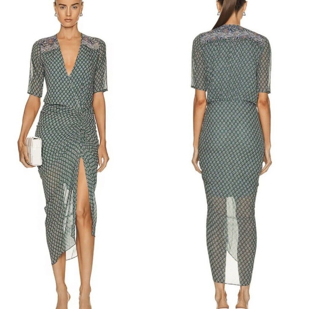 Veronica Beard Patterned Teal Maxi Dress